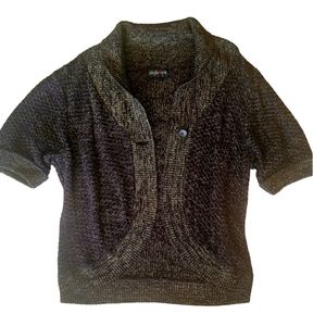 Black Shawl Neck Cardigan with Gold Thread XL New Condition